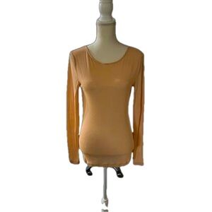 H&M Sheer Tan Long Sleeve Backless Top